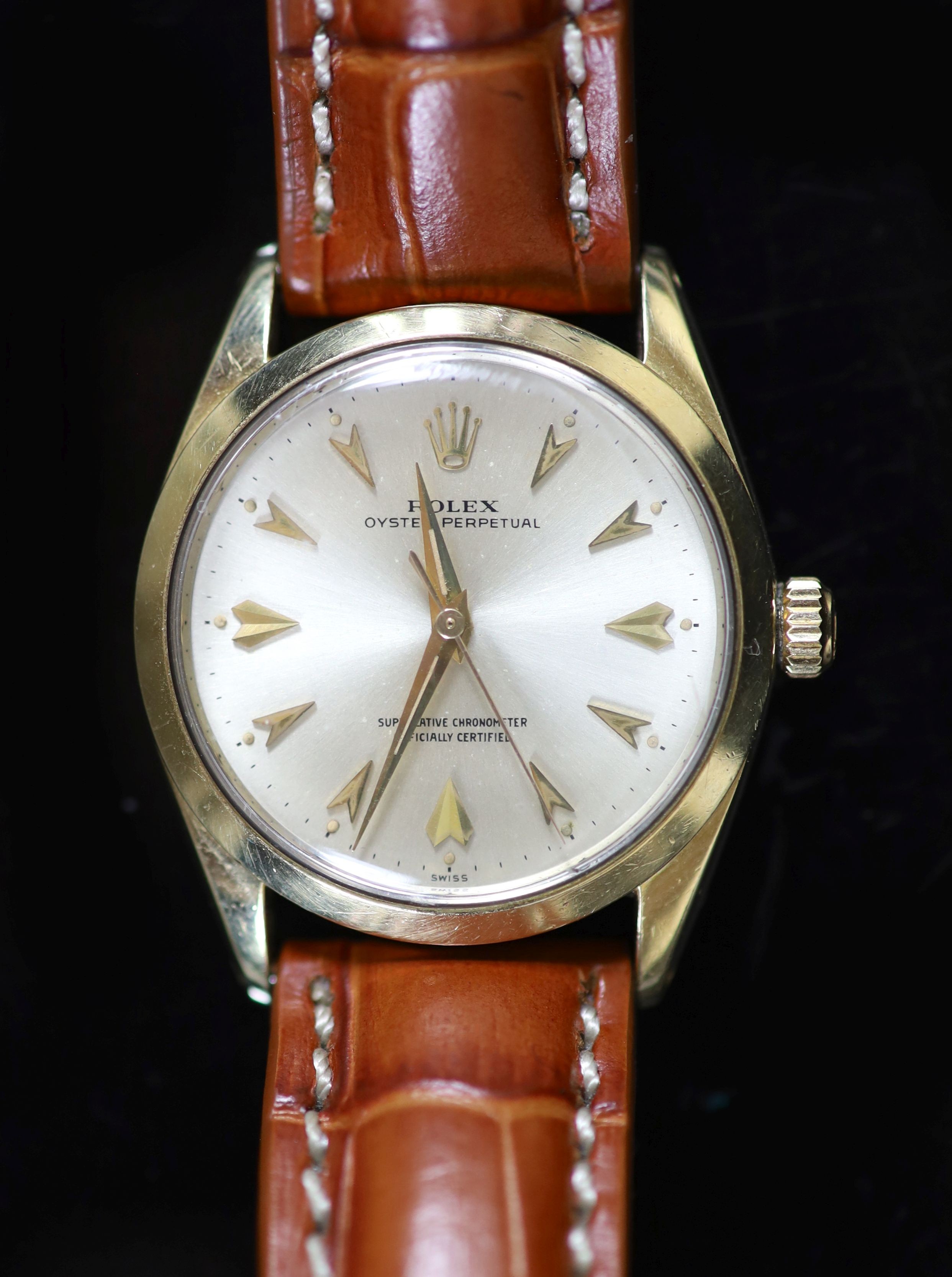 A gentleman's early 1960's steel and gold plated Rolex Oyster Perpetual wrist watch